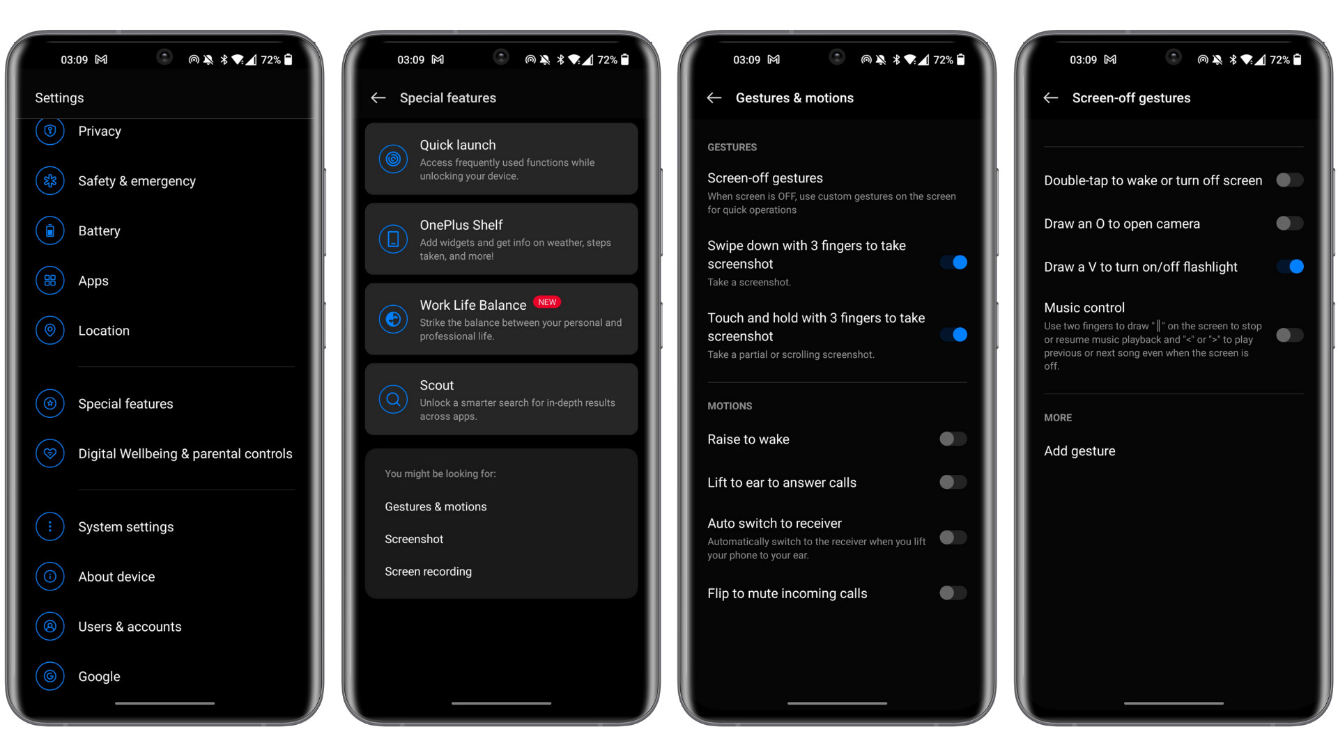 oneplus first things set up screen off gestures