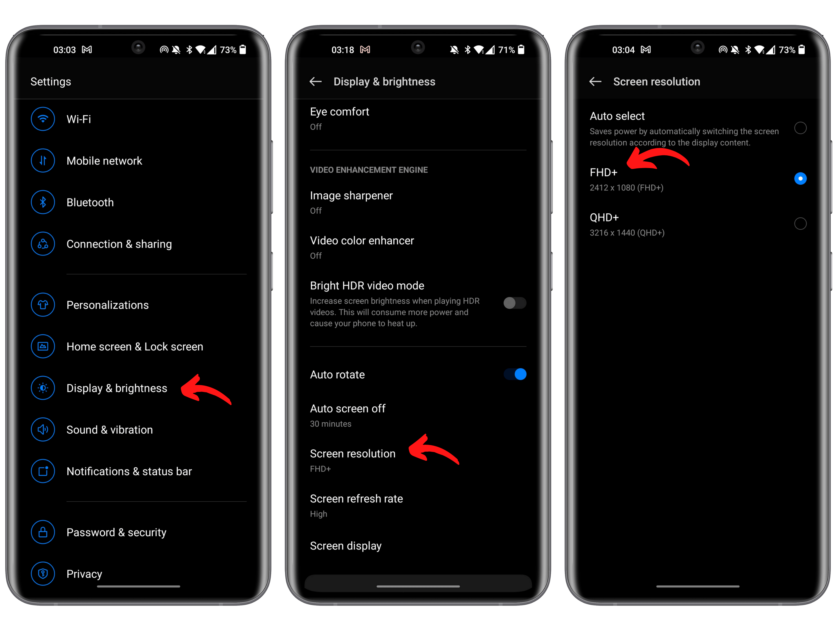 oneplus frist things set up display resolution