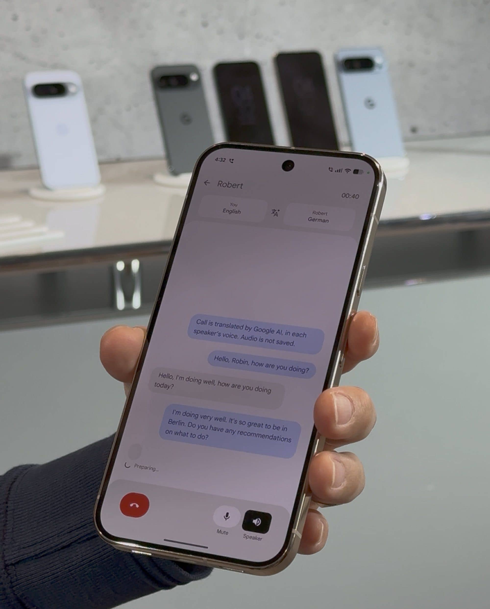 The live translator on the Pixel 10.