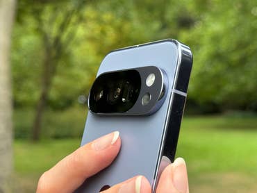 Google Pixel 10 Pro with its main cameras shown.