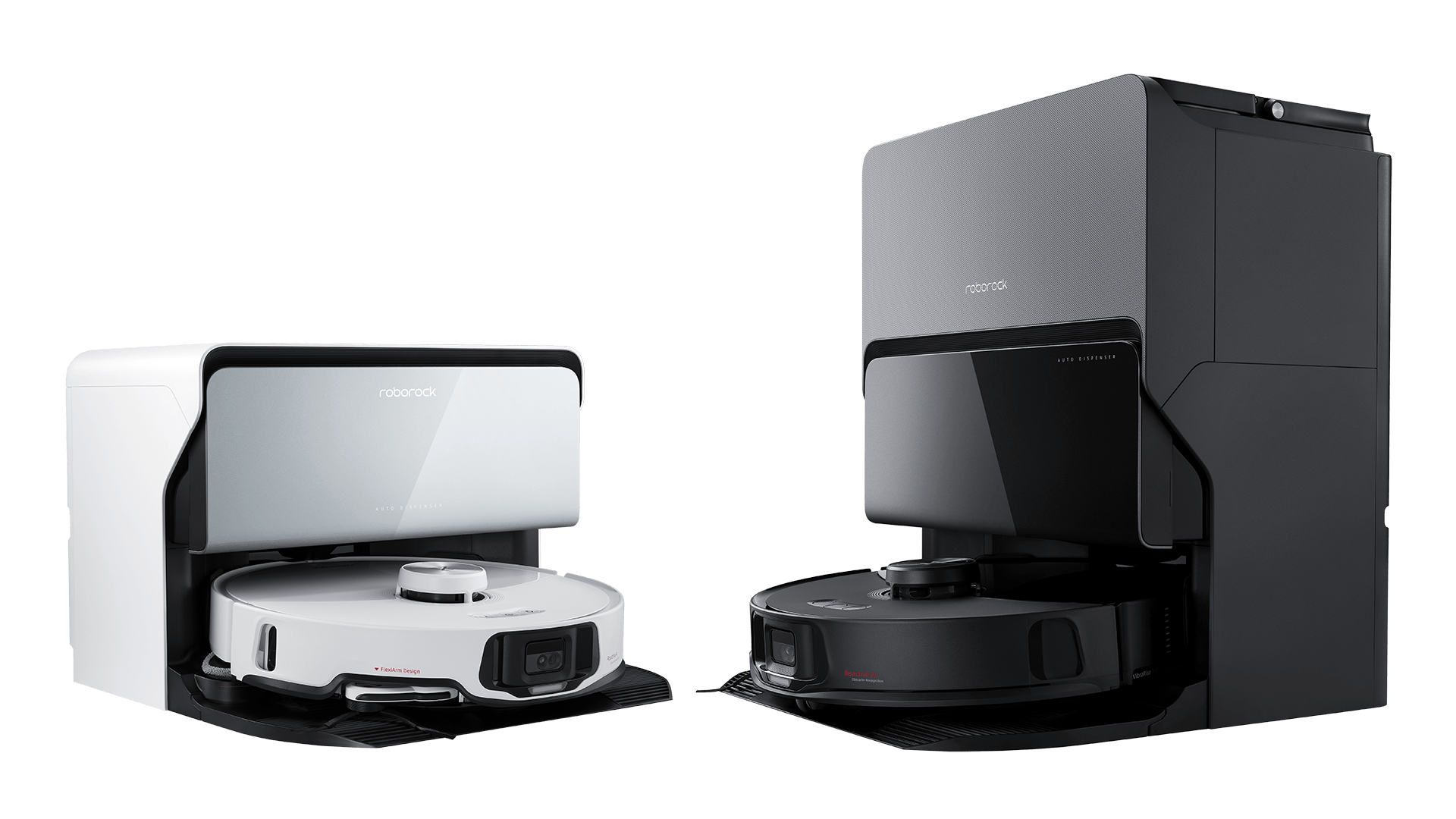 Roborock S8 MaxV Ultra with (left) and without (right) a water connection