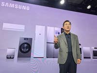 Samsung Vice President JH Han at the Samsung keynote at CES 2026.