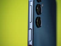 Close-up of the Samsung Galaxy A16 5G side view, showing buttons and camera lenses.