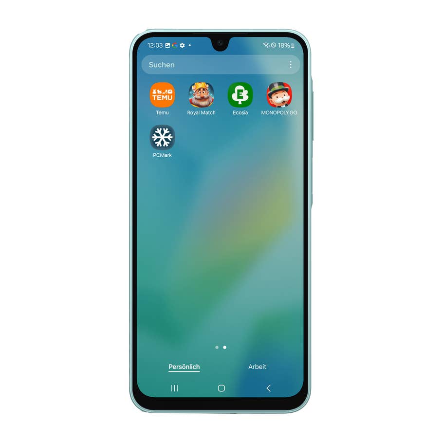 Samsung Galaxy A16 5G smartphone featuring app icons on the home screen.