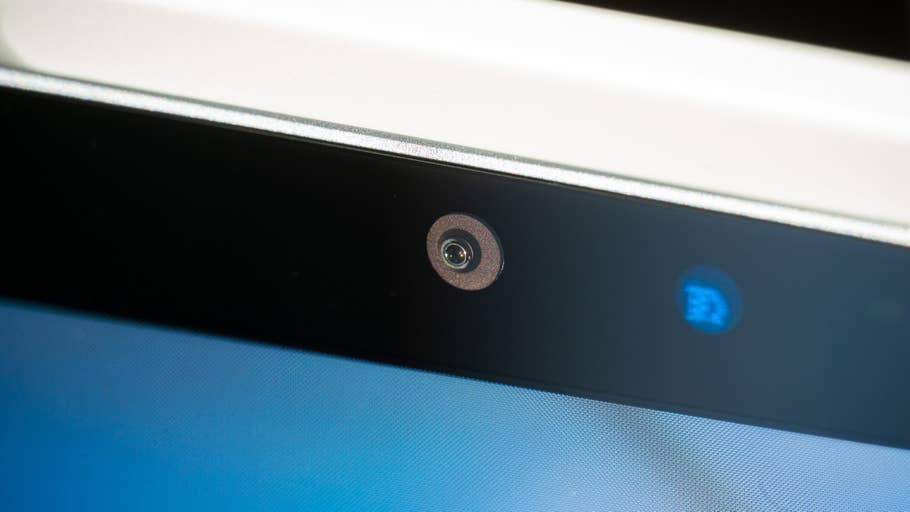 Close-up of the front camera and indicator light of a Samsung Galaxy Tab S11.