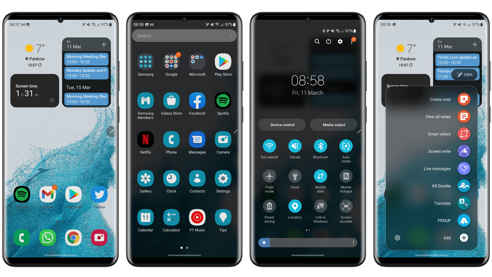 One UI 4 screen captures on the S22 Ultra