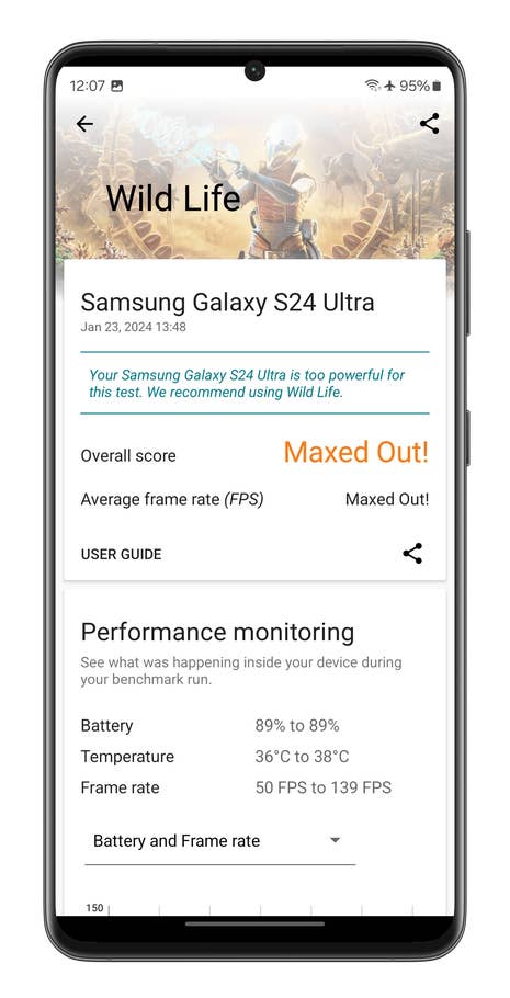 3DMark Wild Life benchmark - Samsung Galaxy S24 Ultra