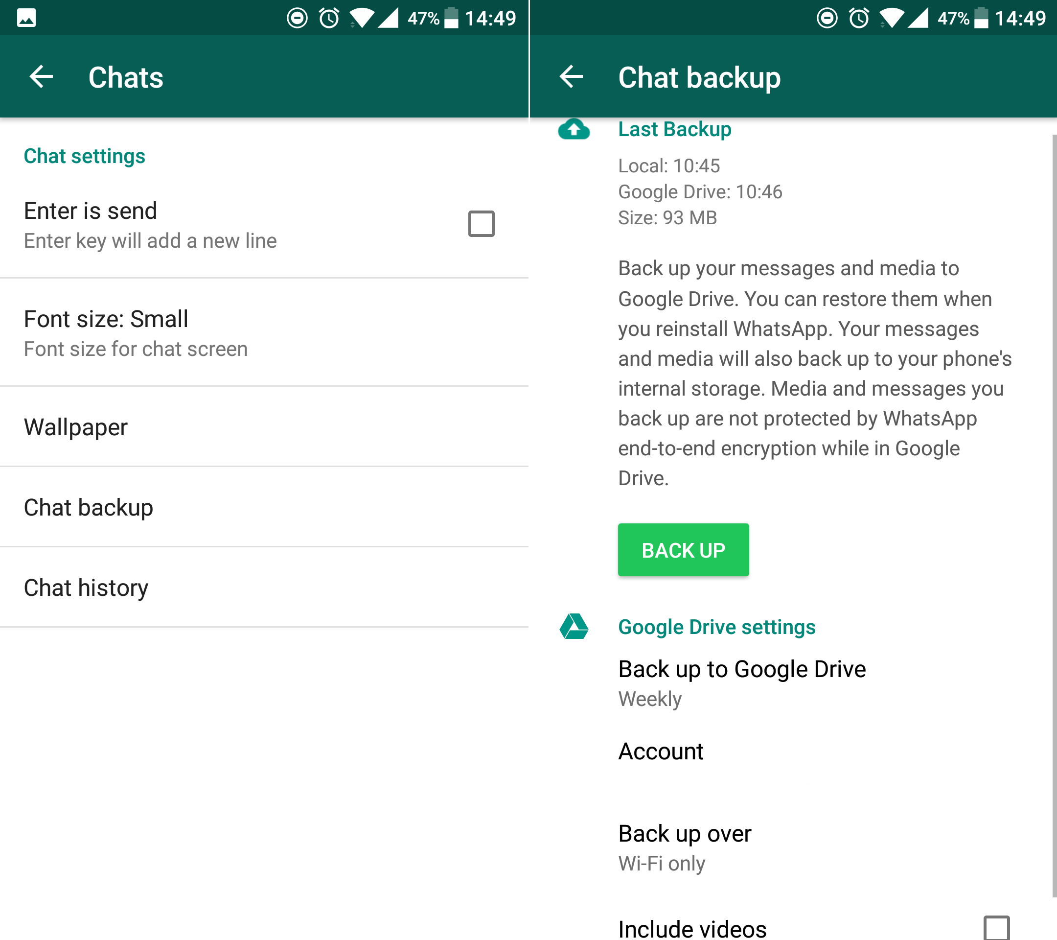 save chat google drive
