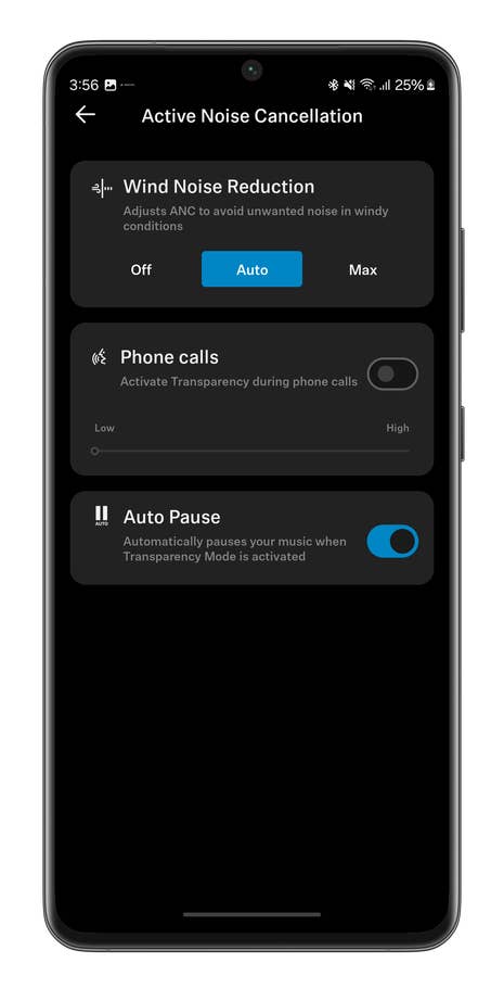 Smart Control app screencapture for the Sennheiser Accentum Plus Wireless headset