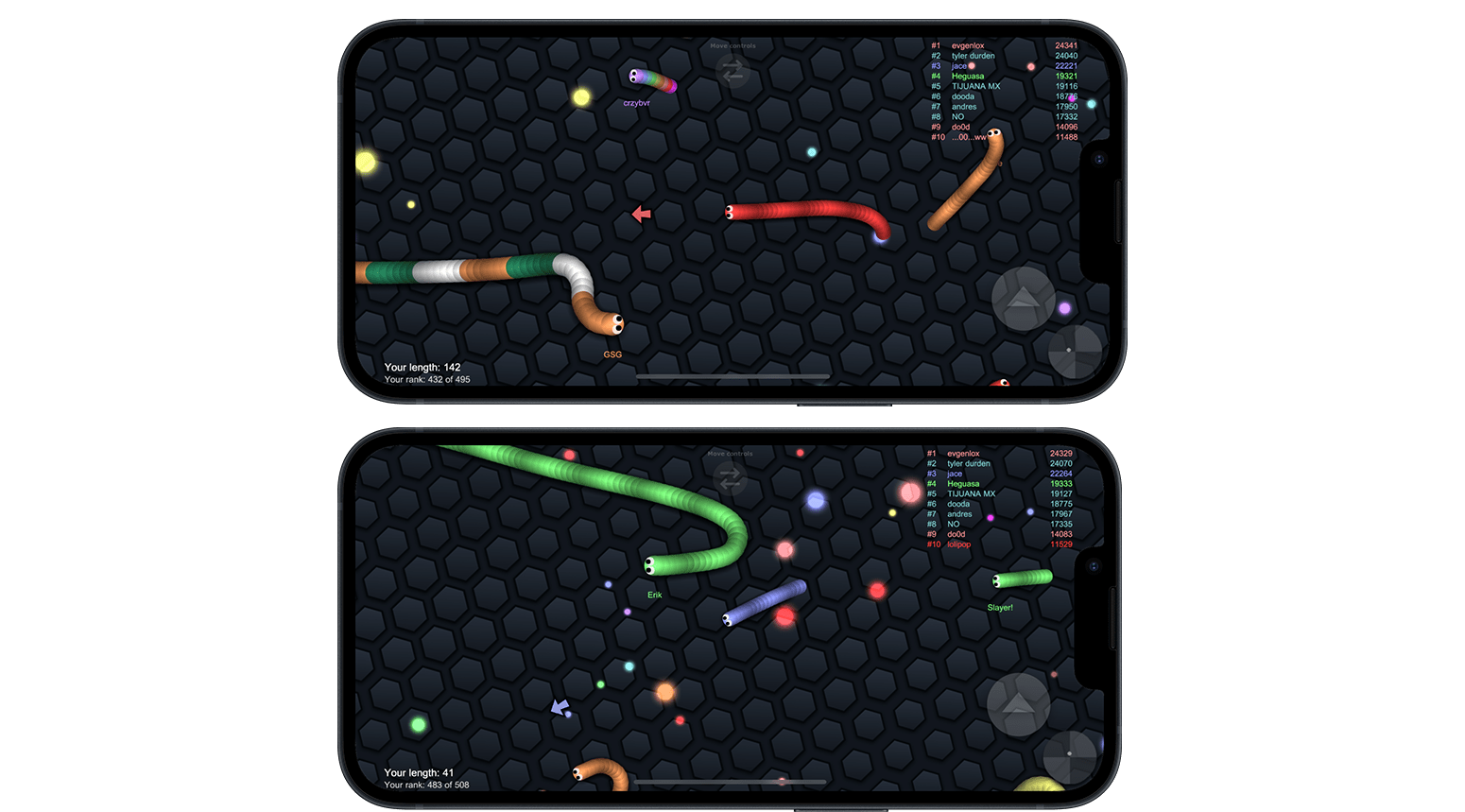Slither.io game screenshots