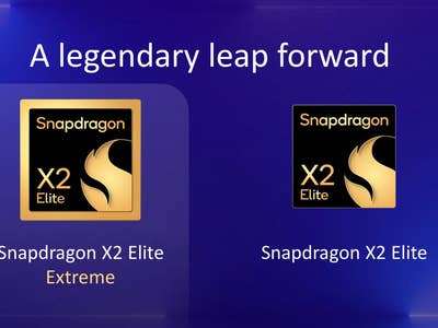 Qualcomm Snapdragon X2 Elite and X2 Elite Extreme processors displayed with the text 'A legendary leap forward'.