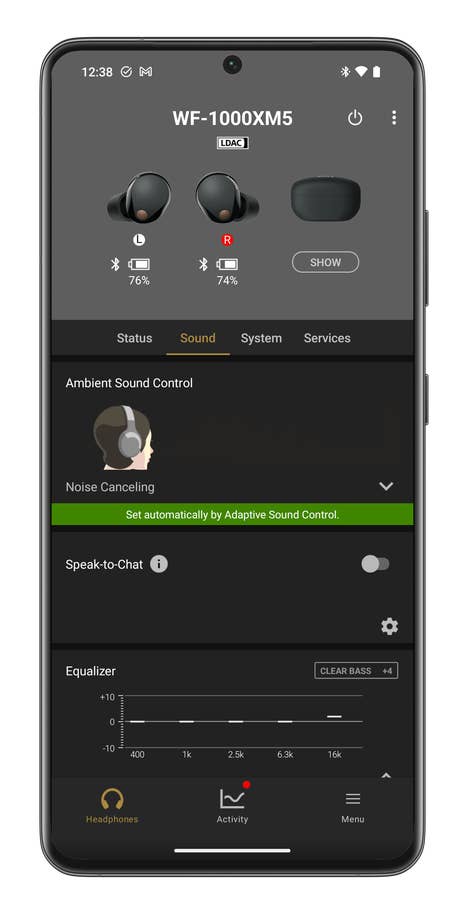 Sony Headphones Connect app screenshot