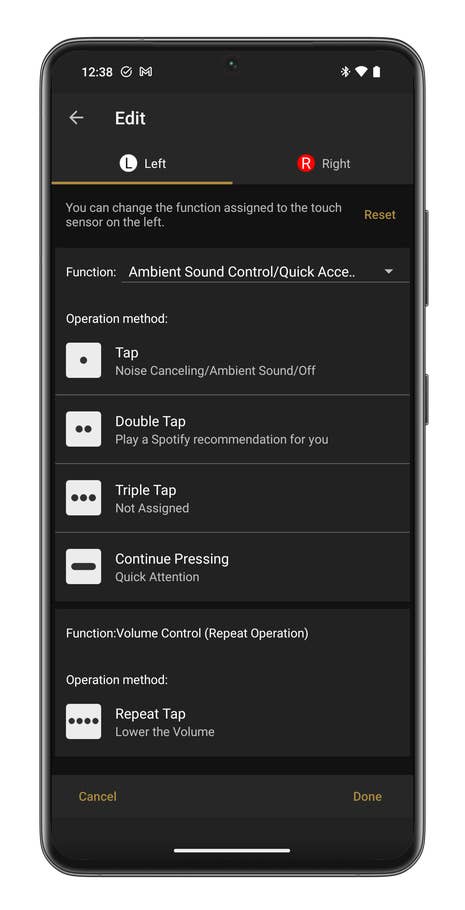 Sony Headphones Connect app screenshot