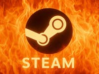 The Steam logo with flames around it.