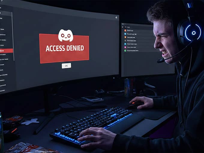 An AI-generated image showing a Discord PC user who does not have access to a feature