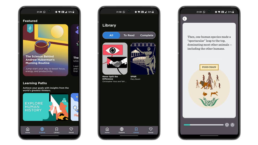 Screenshots from the Imprint mobile app for nextpit
