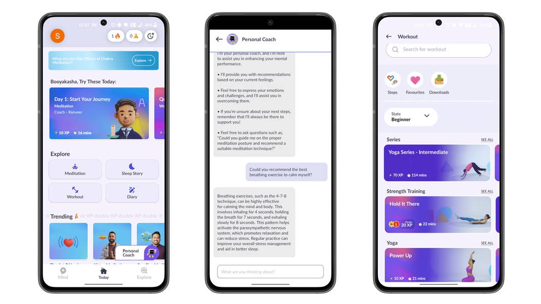 Screenshots from the Level SuperMind mobile app for nextpit
