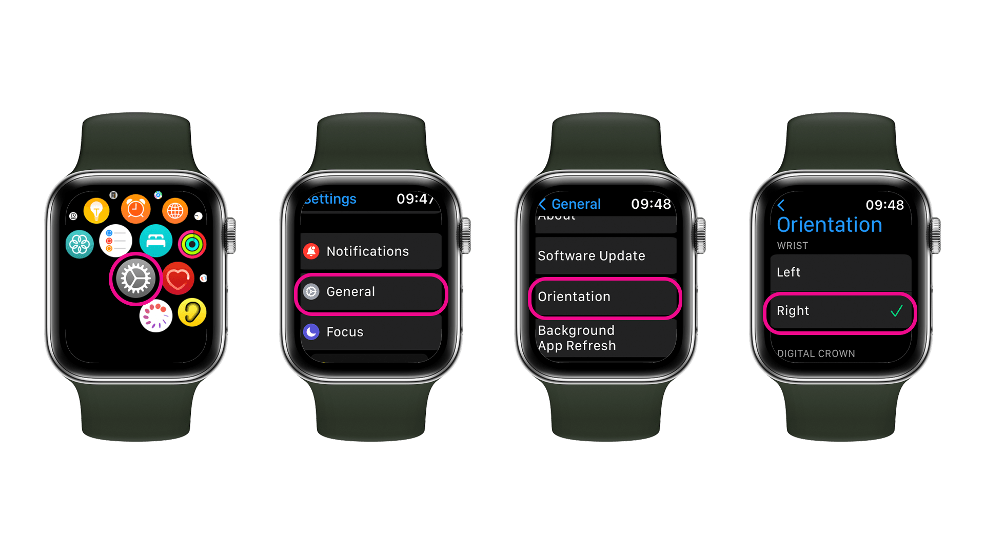 Apple Watch pour les gauchers