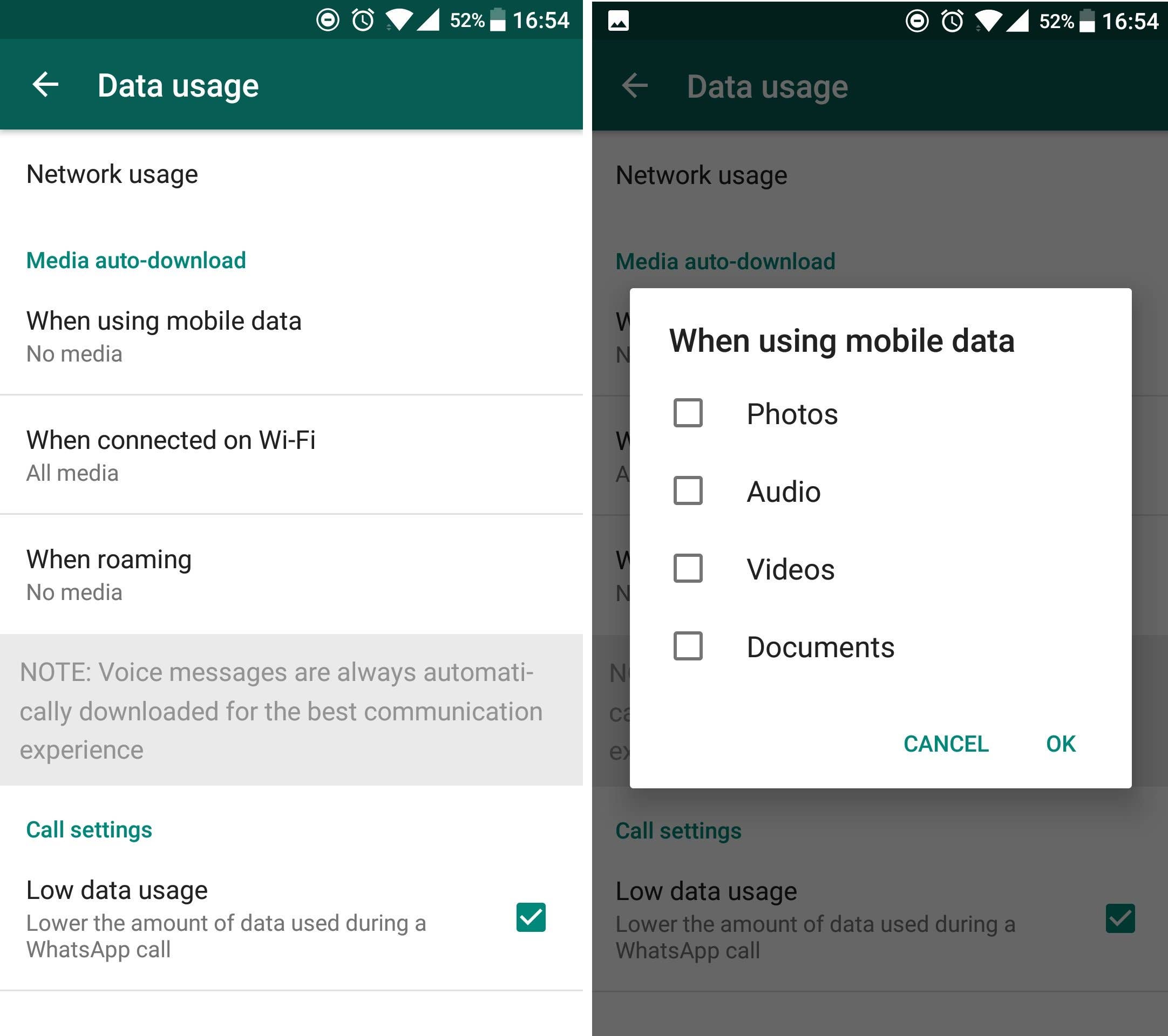 whatsapp data usage