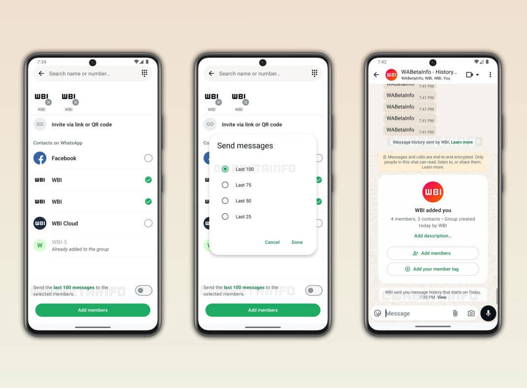 Nutzer von Gruppen-Chats in WhatsApp können Teile der Chat-Historie teilen
