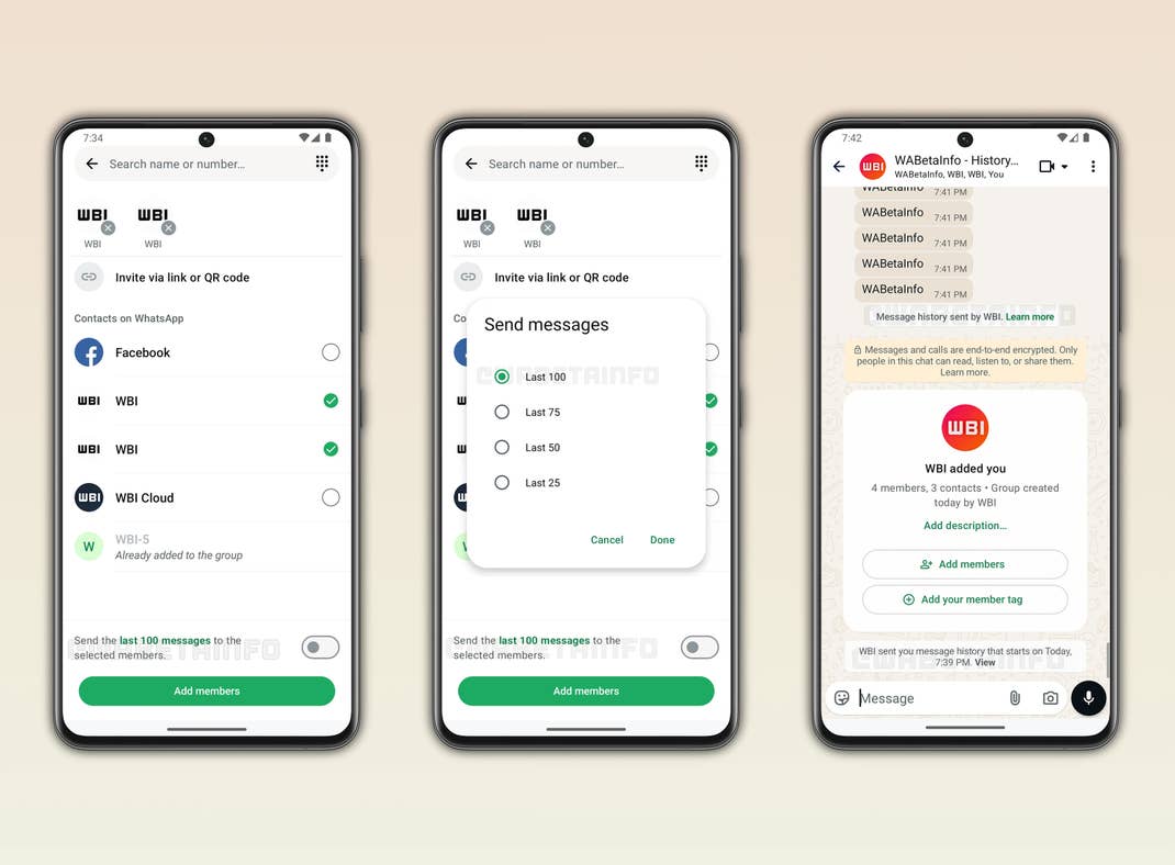 Nutzer von Gruppen-Chats in WhatsApp können Teile der Chat-Historie teilen