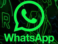 Green WhatsApp logo with a phone icon on a dark background.