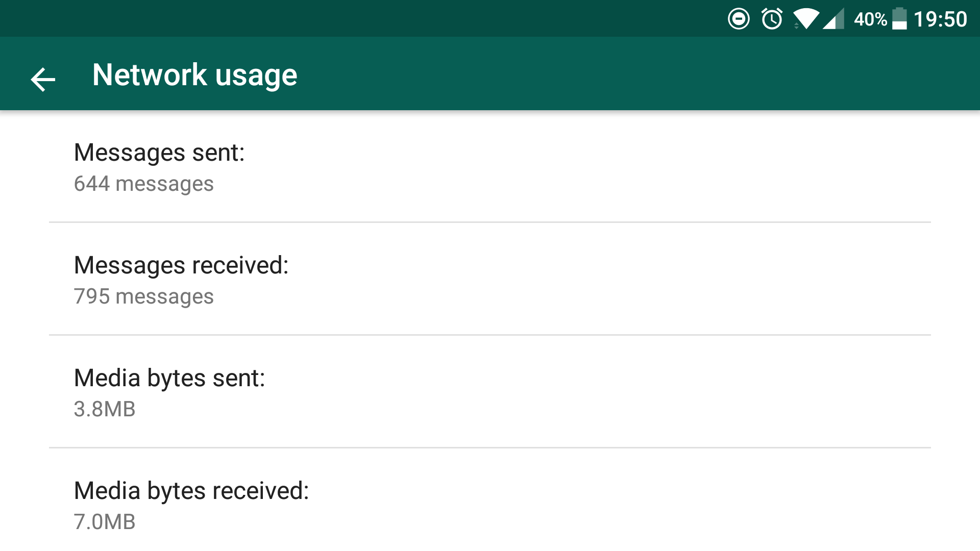 whatsapp network usage