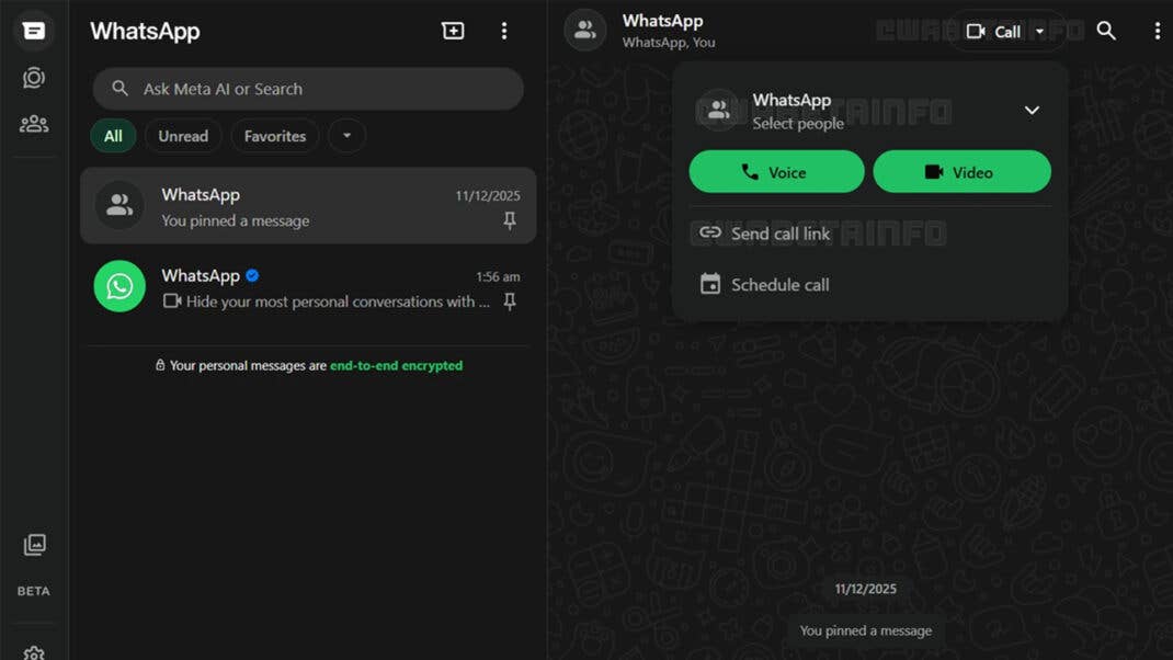 WhatsApp Web with group video and voice calls feature