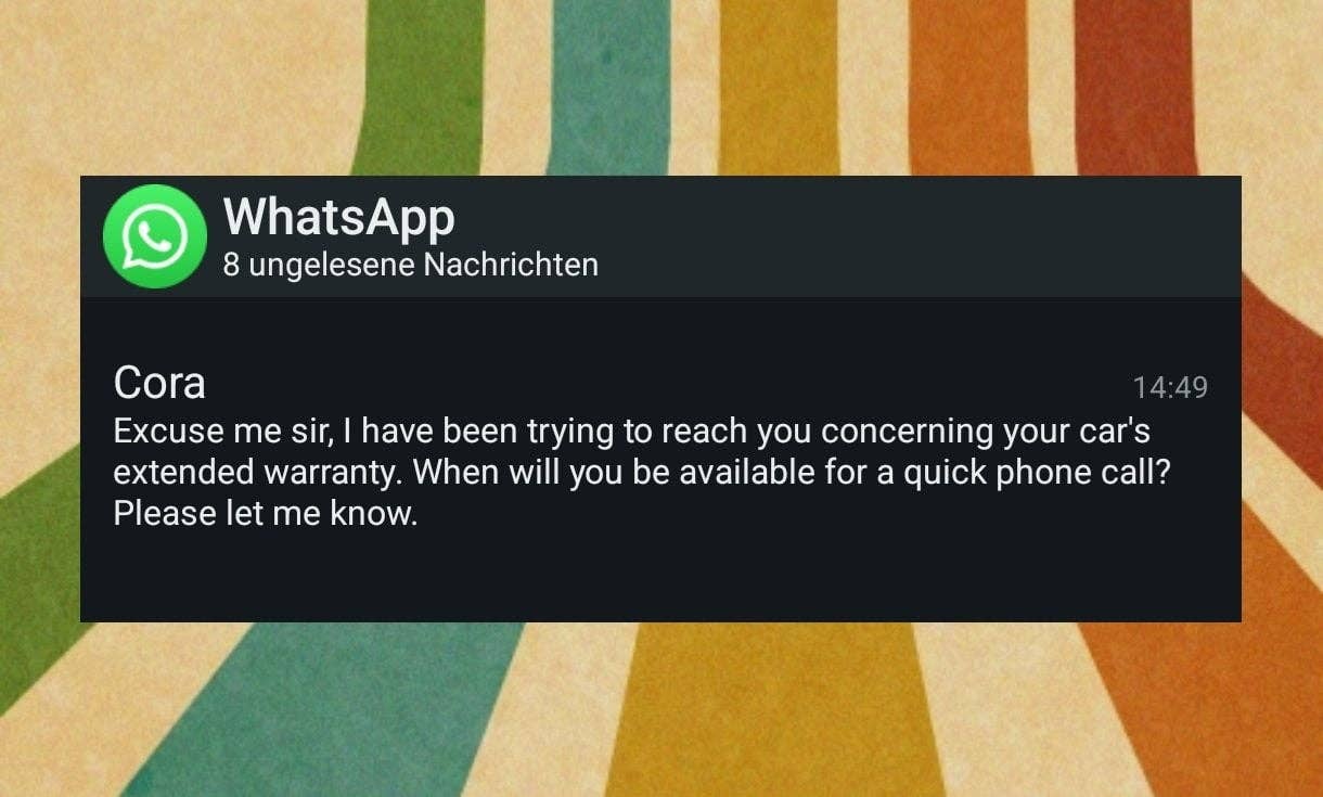 WhatsApp widget displays messages