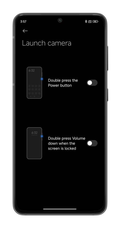 HyperOS screenshots showing how to have an action button like the iPhone 15.