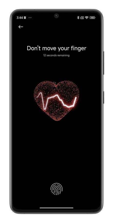 HyperOS screenshot showing how to measure your BPM with your Xiaomi smartphone.
