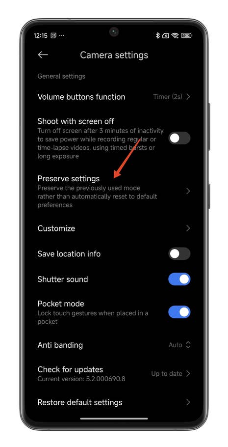 HyperOS screenshots showing how to edit the camera mode carousel on your Xiaomi smartphone.