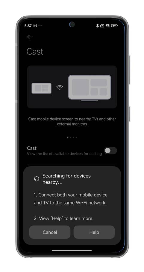 HyperOS screenshots on casting your Xiaomi smartphoneu0027s screen.