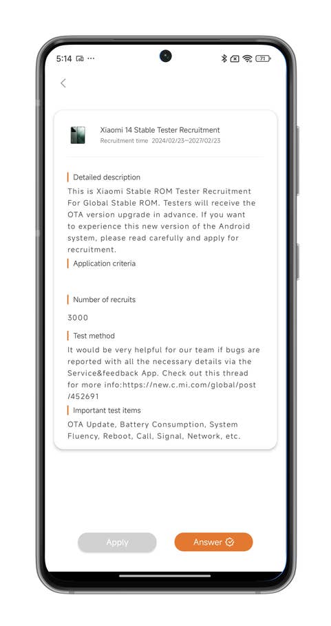 Screenshots of the Xiaomi Community app where you can receive HyperOS updates faster.