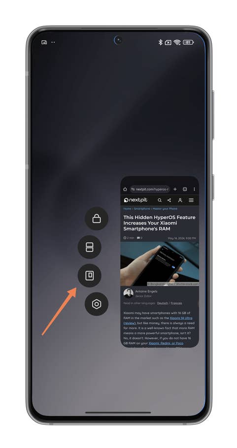 HyperOS screenshots on how to launch an app in a floating window on your Xiaomi smartphone.
