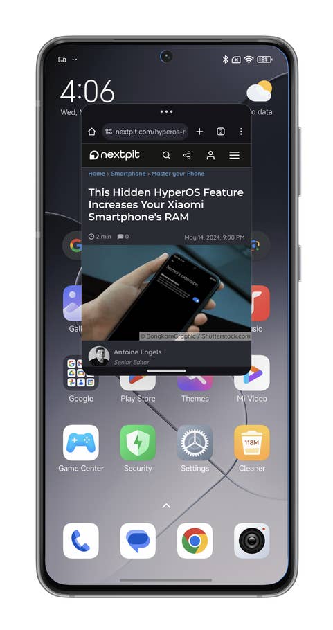 HyperOS screenshots on how to launch an app in a floating window on your Xiaomi smartphone.