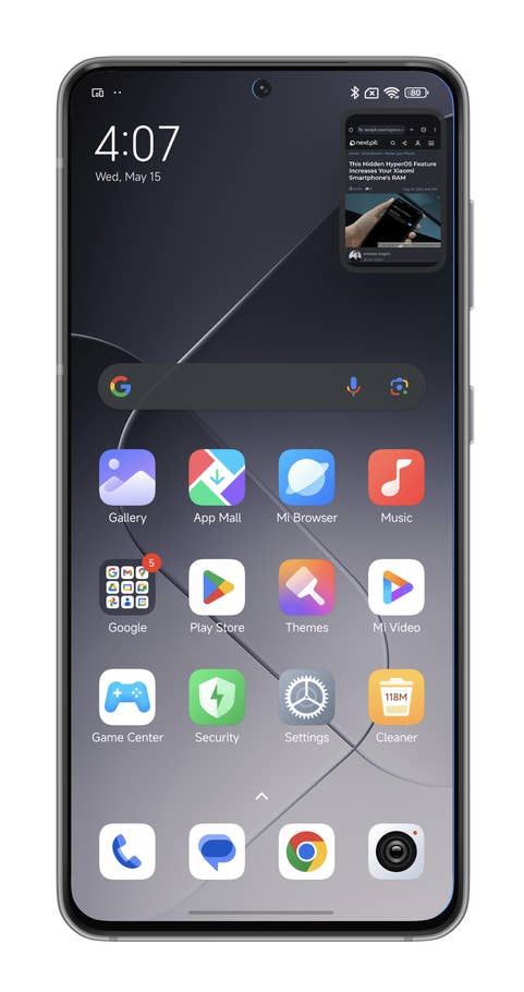 HyperOS screenshots on how to launch an app in a floating window on your Xiaomi smartphone.
