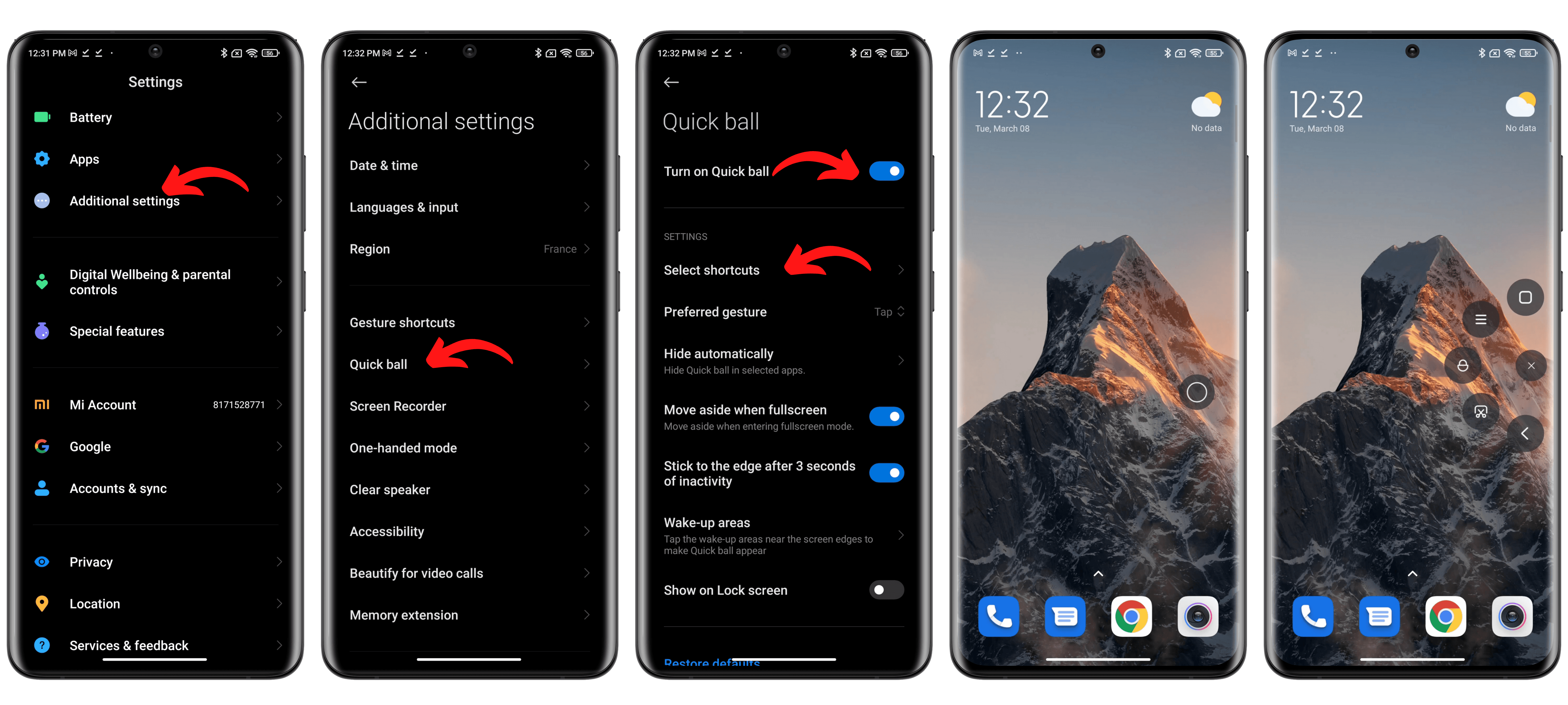 Xiaomi MIUI 13 Menu Quick Ball