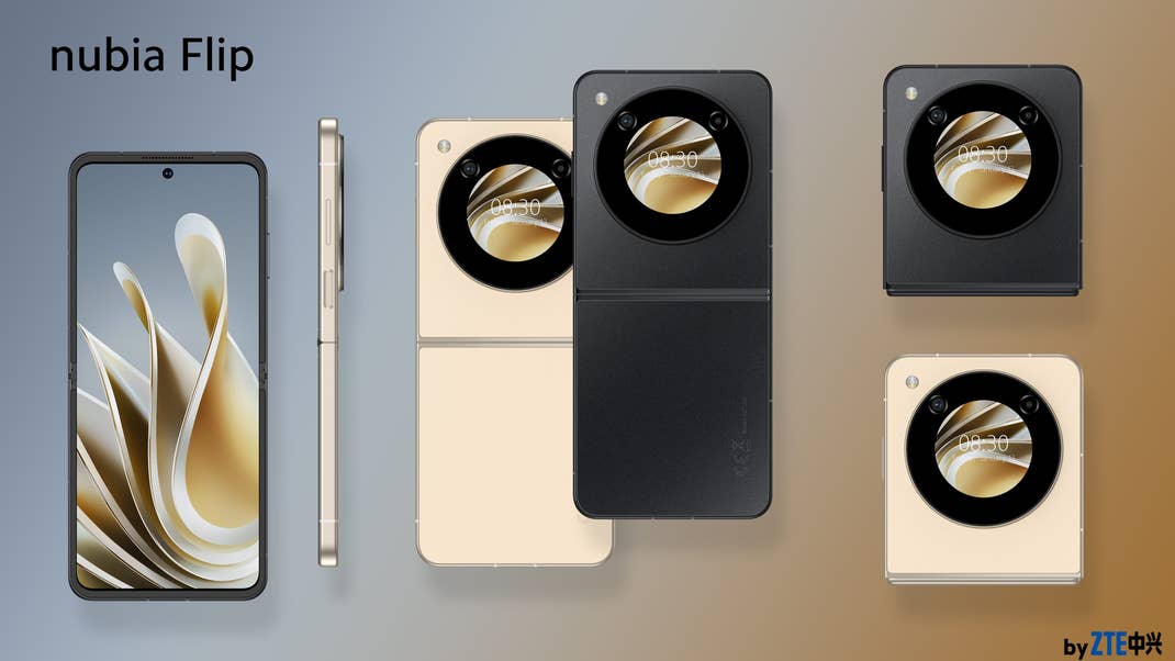 Nubia Flip phone in black and golden color options